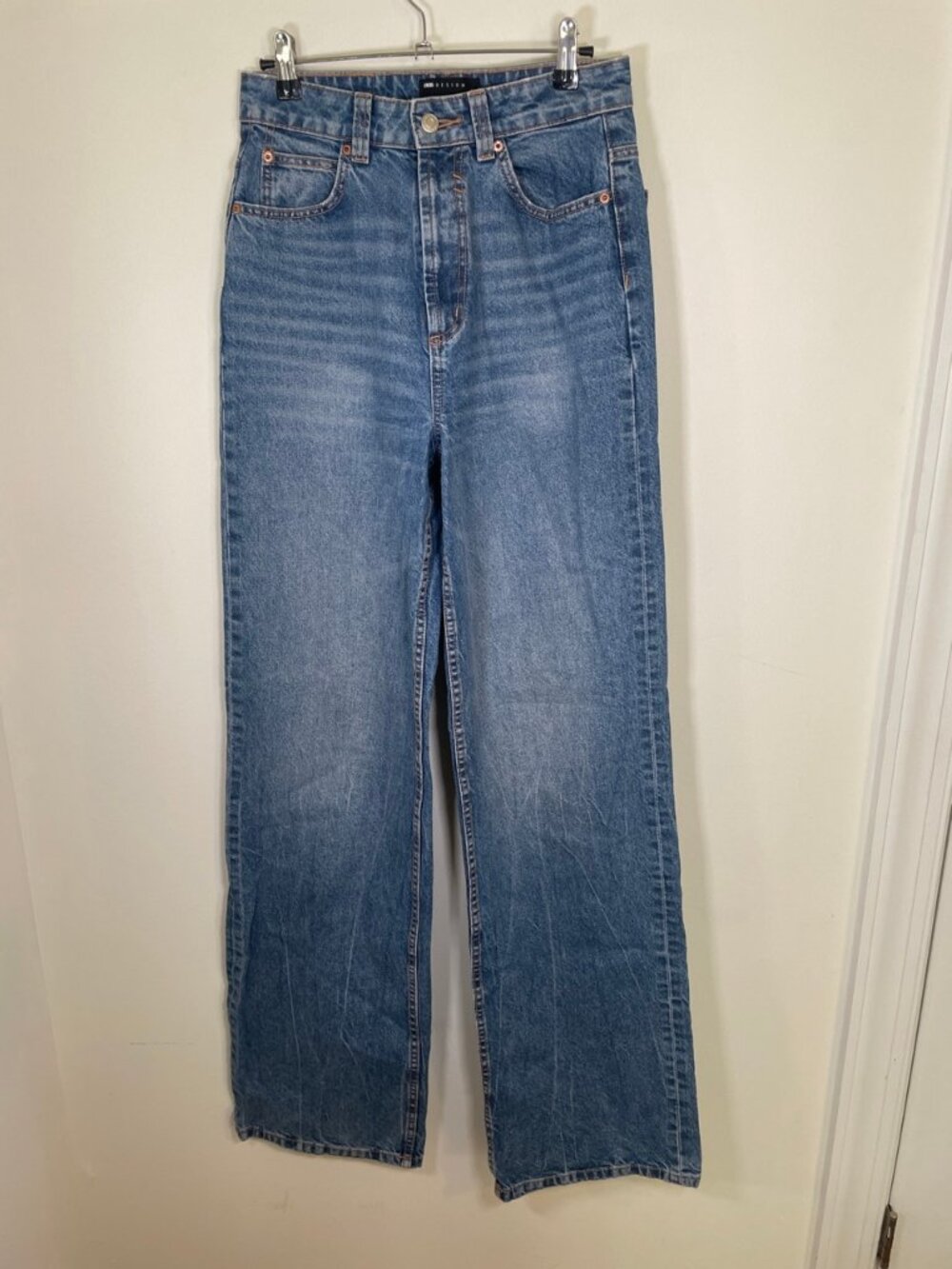 ASOS Design High Waist Wide Leg Blue Jeans